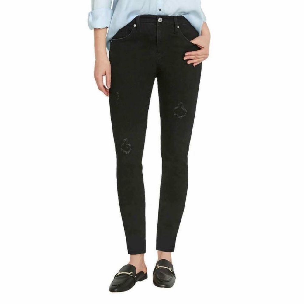 David Bitton Buffalo Jess Rip and Repair Mid-Rise Skinny Black Jeans 12 / 32